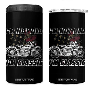 Funny Biker 4 in 1 Can Cooler Tumbler Im Not Old Im Classic Vintage Motorcycle USA Flag TB10 One Size: 16 oz Black Print Your Wear