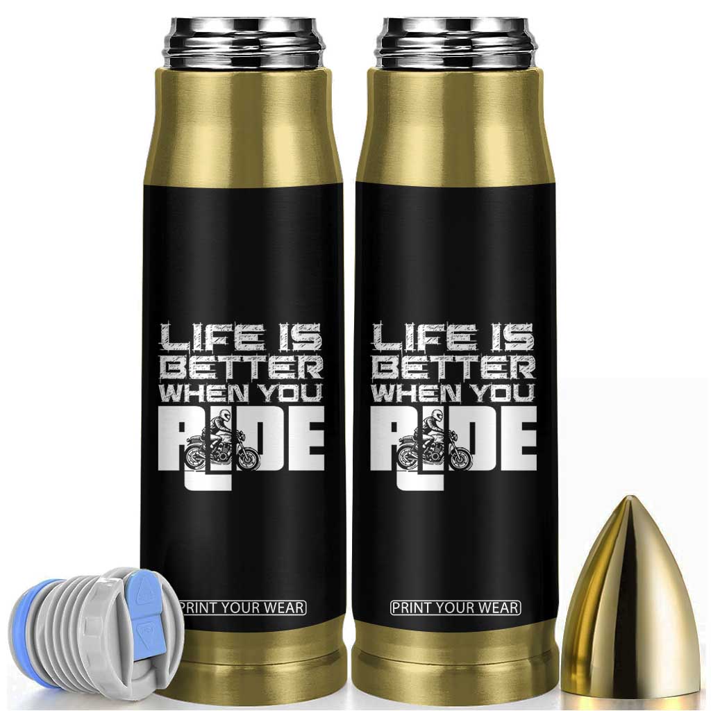 Funny Motorcycle Bullet Tumbler Bike Motorcyclist Motorcycle Rider Biker Club TB10 Black Print Your Wear