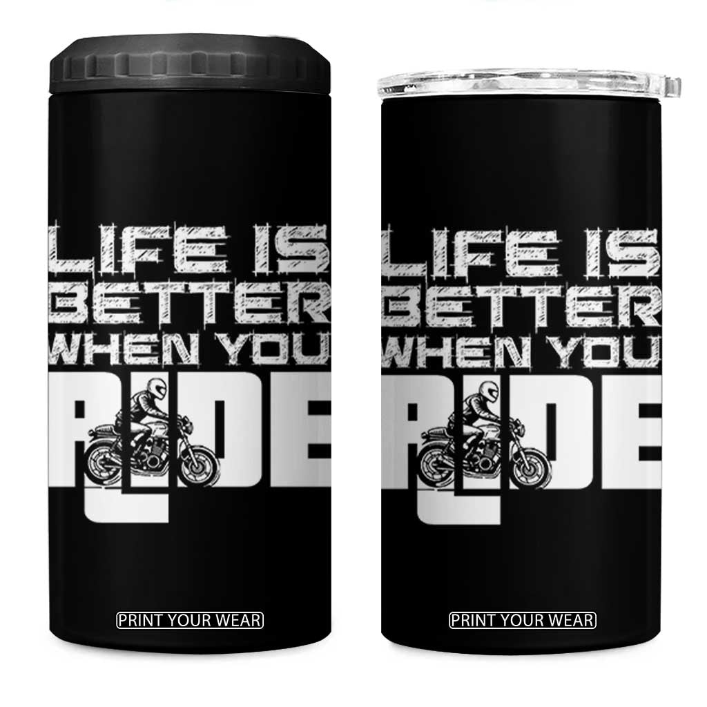 Funny Motorcycle 4 in 1 Can Cooler Tumbler Bike Motorcyclist Motorcycle Rider Biker Club TB10 One Size: 16 oz Black Print Your Wear