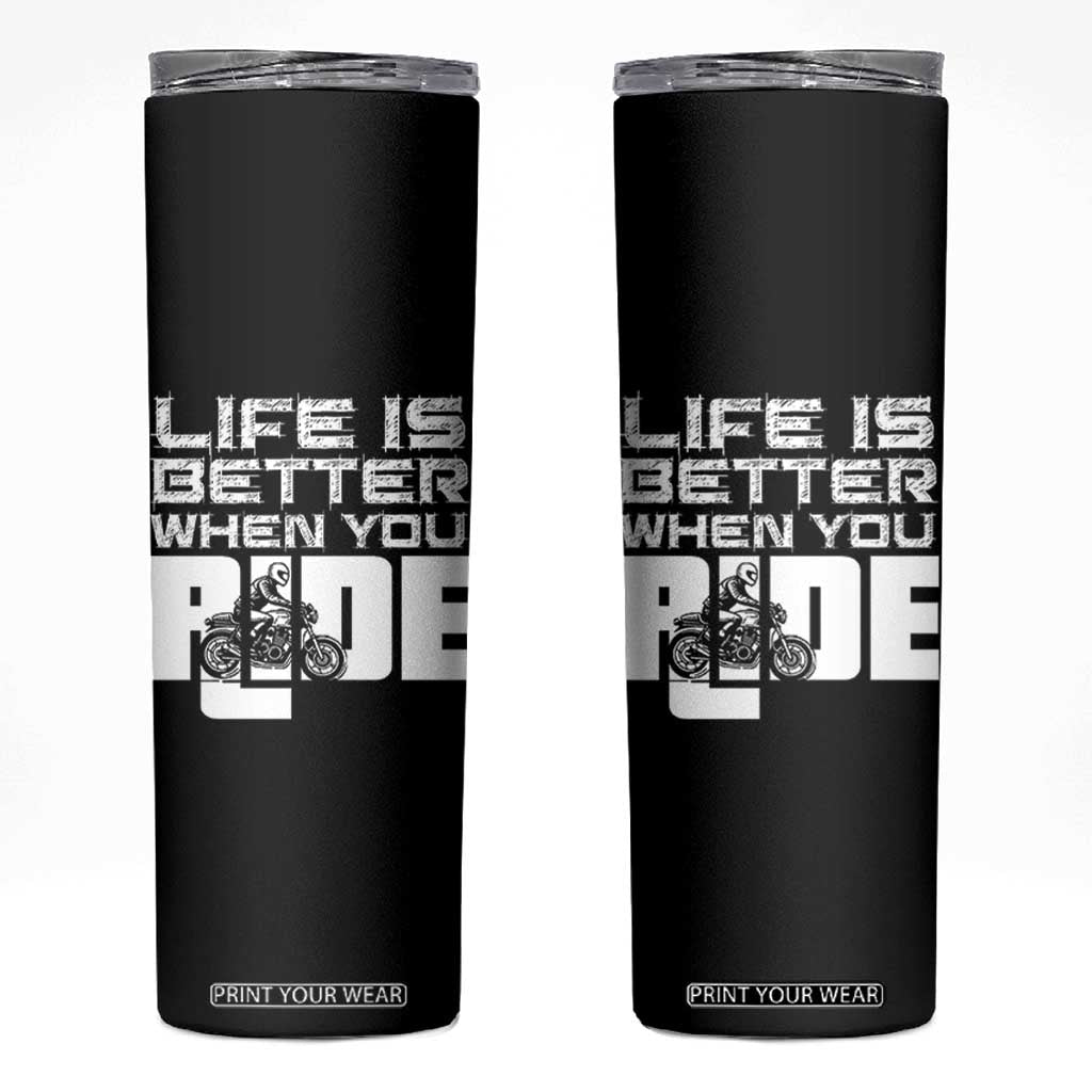 Funny Motorcycle Skinny Tumbler Bike Motorcyclist Motorcycle Rider Biker Club TB10 Black Print Your Wear