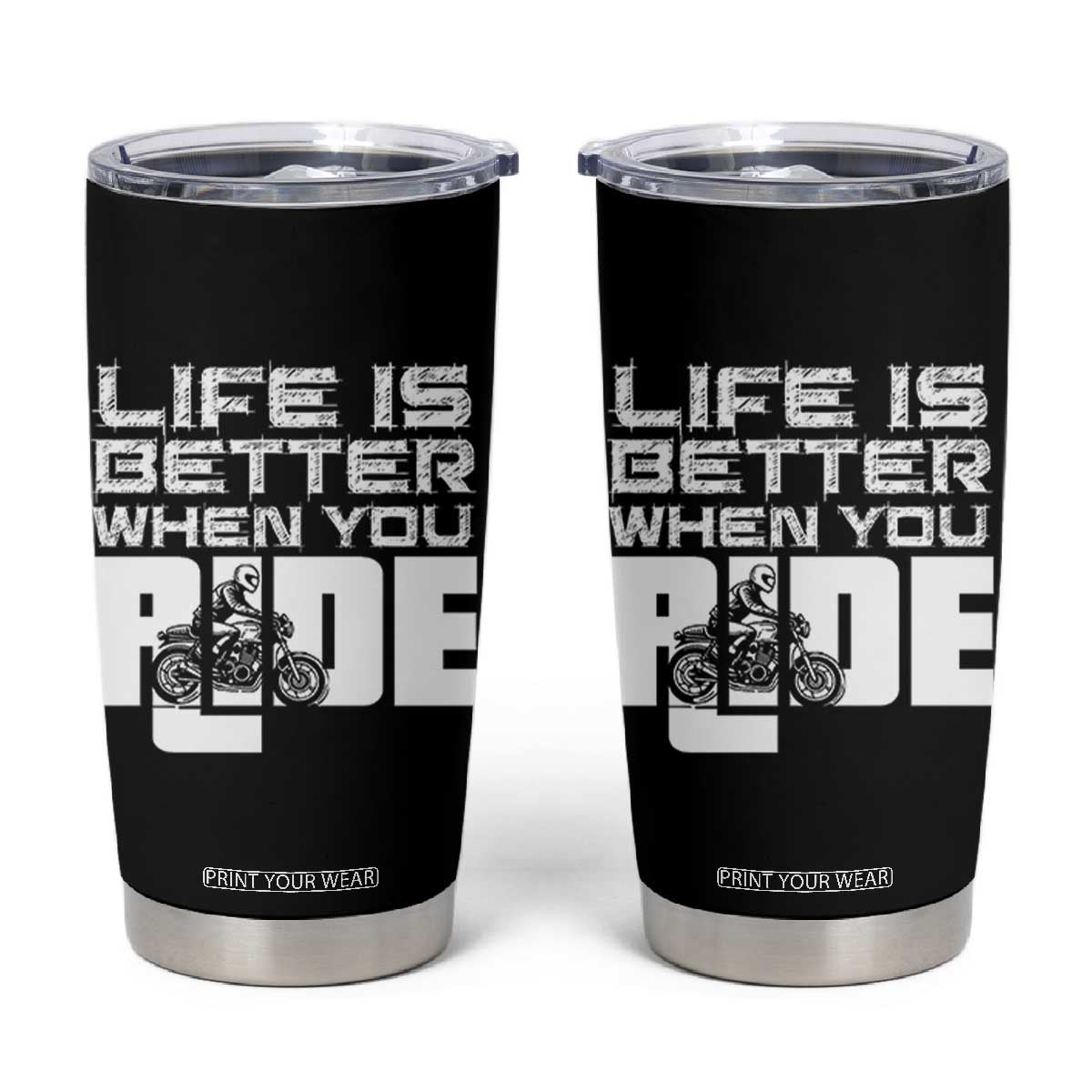 Funny Motorcycle Tumbler Cup Bike Motorcyclist Motorcycle Rider Biker Club TB10 Black Print Your Wear