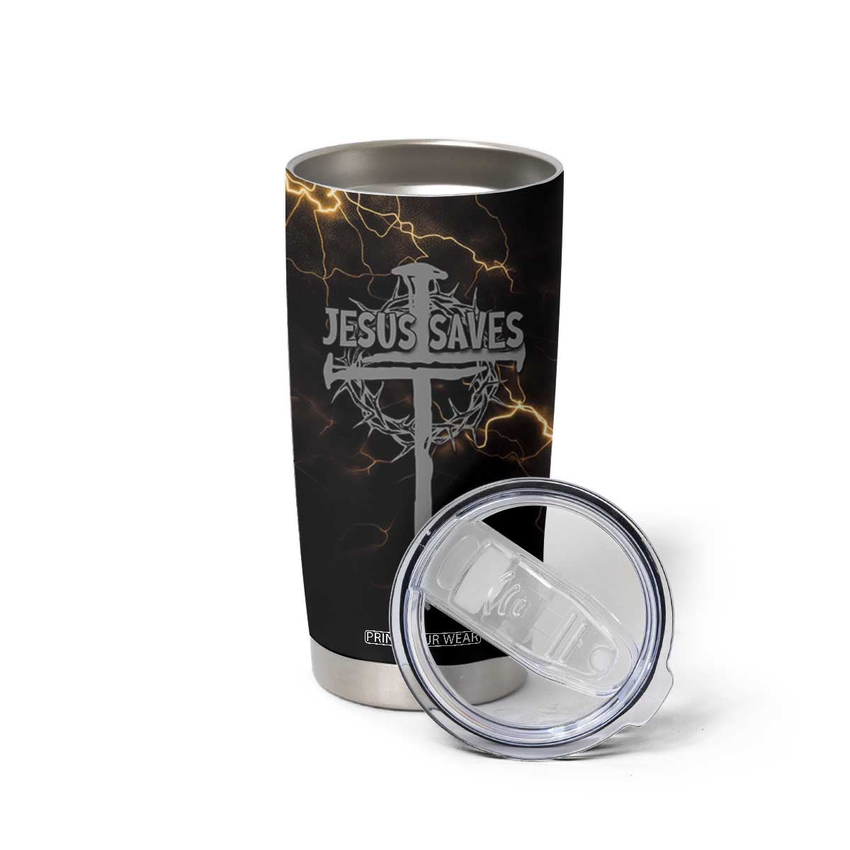 Christian Faith Over Fear Tumbler Cup Religious Jesus Saves Cross US Flag Prayer Patriotic TB10 Print Your Wear