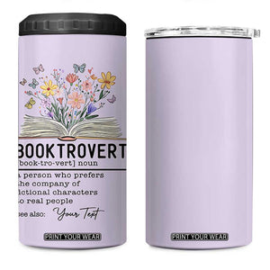 Personalized Booktrovert 4 in 1 Can Cooler Tumbler Custom Name Funny Book Lovers Gifts For Women TB10 One Size: 16 oz Purple Print Your Wear