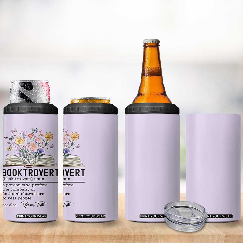 Personalized Booktrovert 4 in 1 Can Cooler Tumbler Custom Name Funny Book Lovers Gifts For Women TB10 Print Your Wear