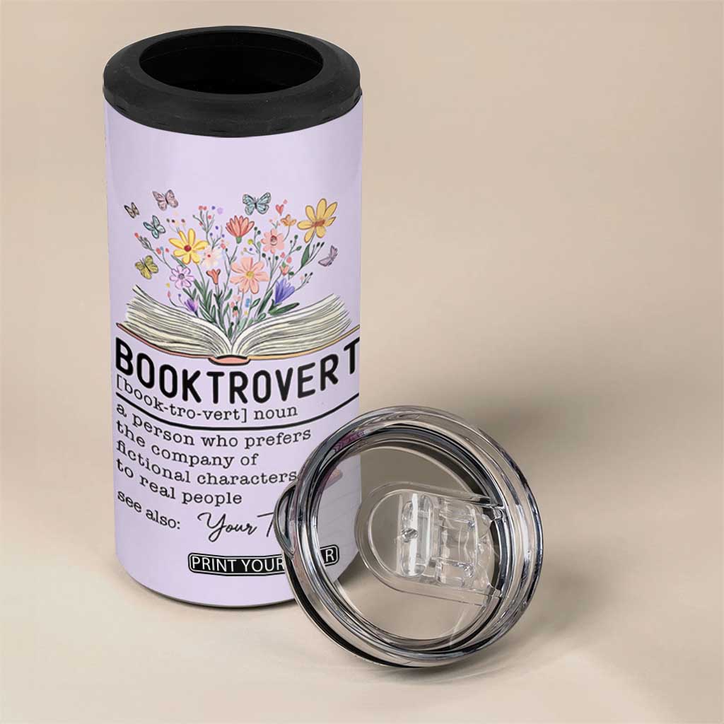 Personalized Booktrovert 4 in 1 Can Cooler Tumbler Custom Name Funny Book Lovers Gifts For Women TB10 Print Your Wear