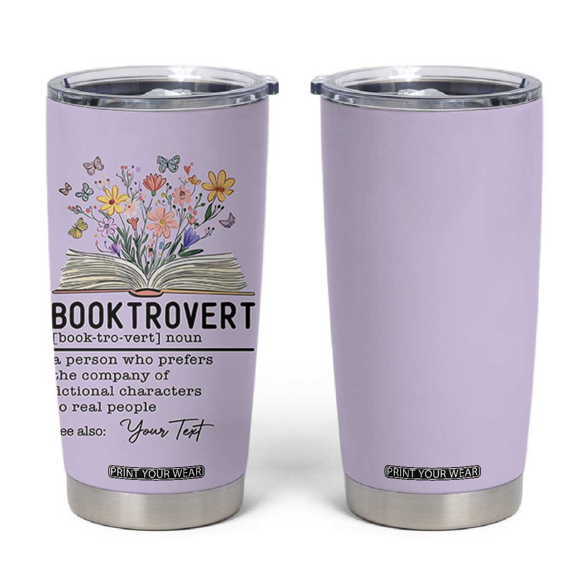 Personalized Booktrovert Tumbler Cup Custom Name Funny Book Lovers Gifts For Women TB10 Purple Print Your Wear