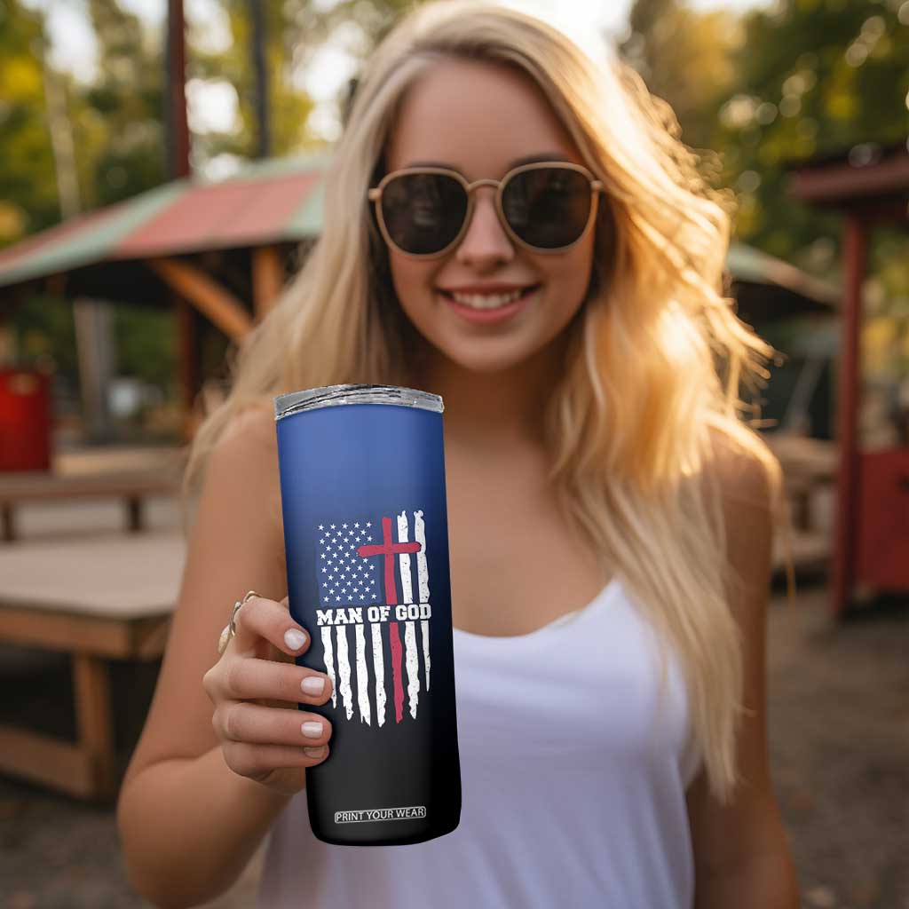 Christian Gifts for Men Skinny Tumbler Religious Cross US Flag Prayer Patriotic TB10 Print Your Wear