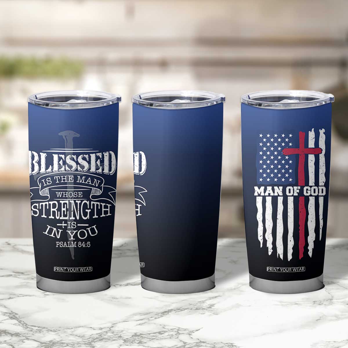 Christian Gifts for Men Tumbler Cup Religious Cross US Flag Prayer Patriotic TB10 Print Your Wear