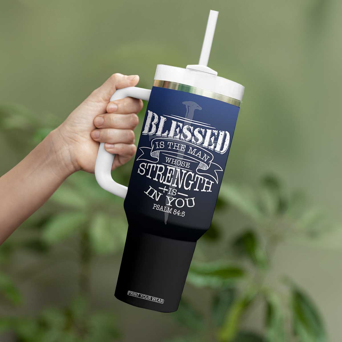 Christian Gifts for Men Tumbler With Handle Religious Cross US Flag Prayer Patriotic TB10 Print Your Wear