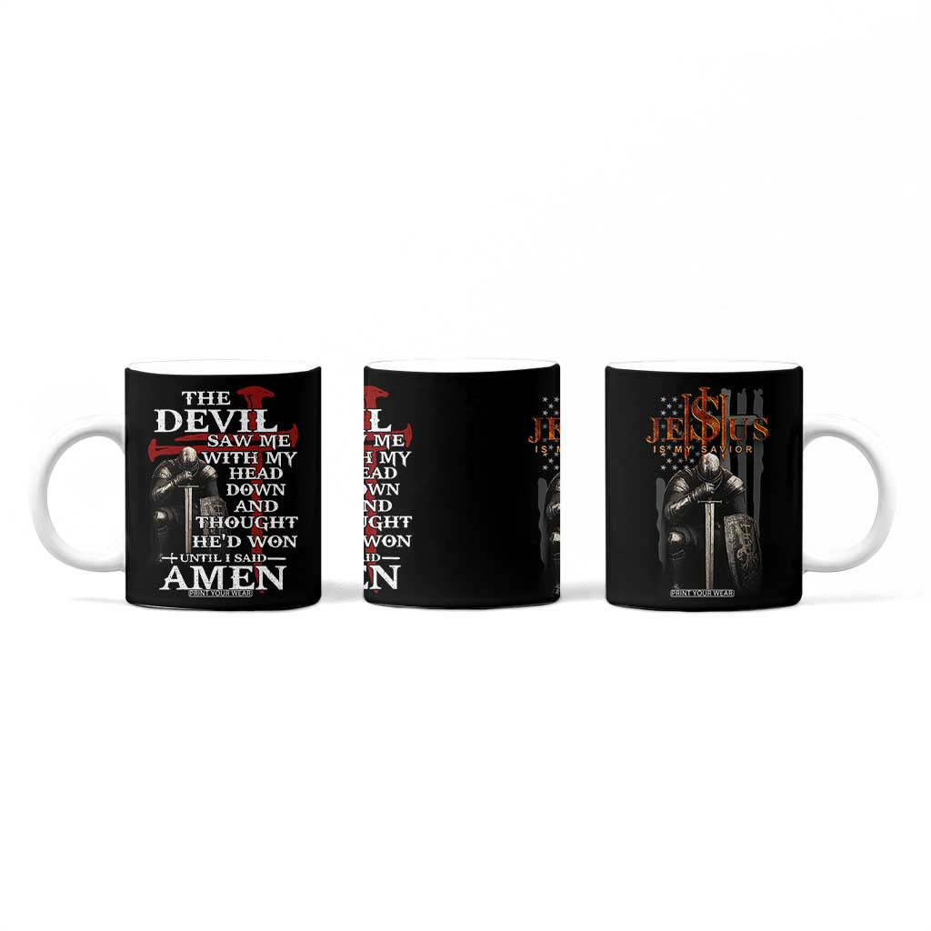 Christian Gifts for Men Coffee Mug Jesus Is My Savior Catholic Cross US Flag Prayer Patriotic TB10 Print Your Wear
