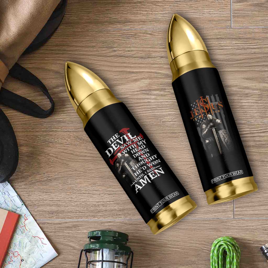 Christian Gifts for Men Bullet Tumbler Jesus Is My Savior Catholic Cross US Flag Prayer Patriotic TB10 Print Your Wear