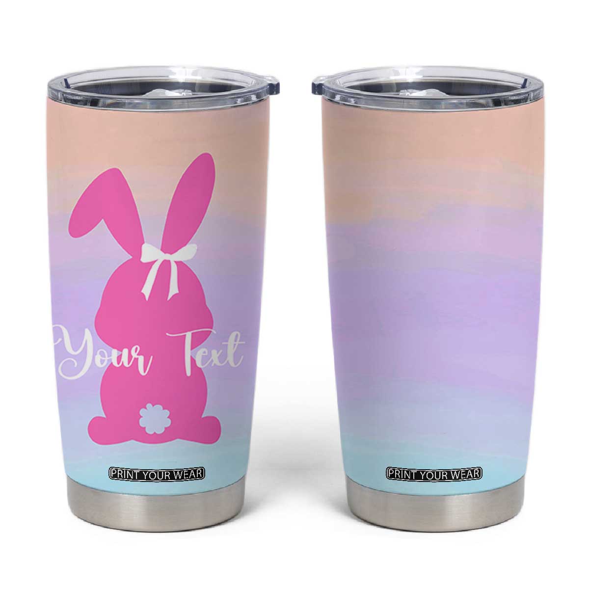Personalized Rabbit Tumbler Cup Custom Name Bunny Lovers Cute Easter Spring Gift for Women TB10 Ombre Print Your Wear