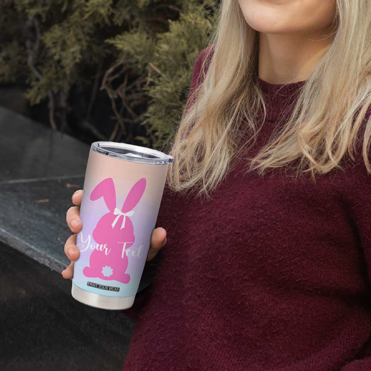 Personalized Rabbit Tumbler Cup Custom Name Bunny Lovers Cute Easter Spring Gift for Women TB10 Print Your Wear