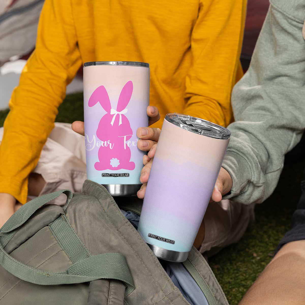 Personalized Rabbit Tumbler Cup Custom Name Bunny Lovers Cute Easter Spring Gift for Women TB10 Print Your Wear