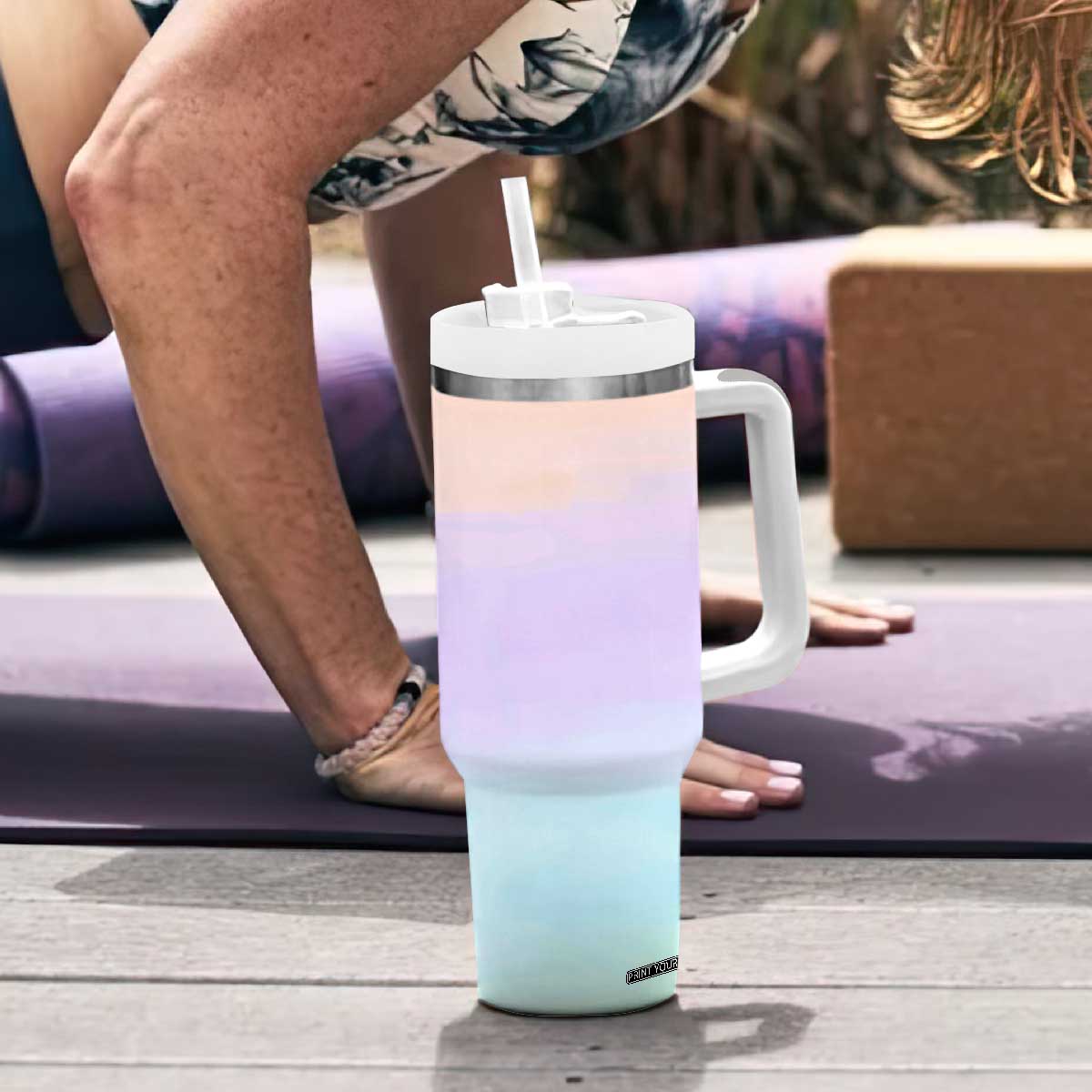 Personalized Rabbit Tumbler With Handle Custom Name Bunny Lovers Cute Easter Spring Gift for Women TB10 Print Your Wear