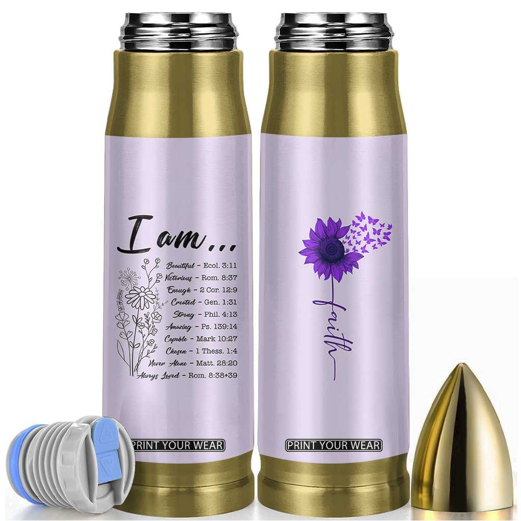 Christian Gifts for Women Faith Bullet Tumbler Inspirational Religious Bible Gift for Her TB10 Purple Print Your Wear