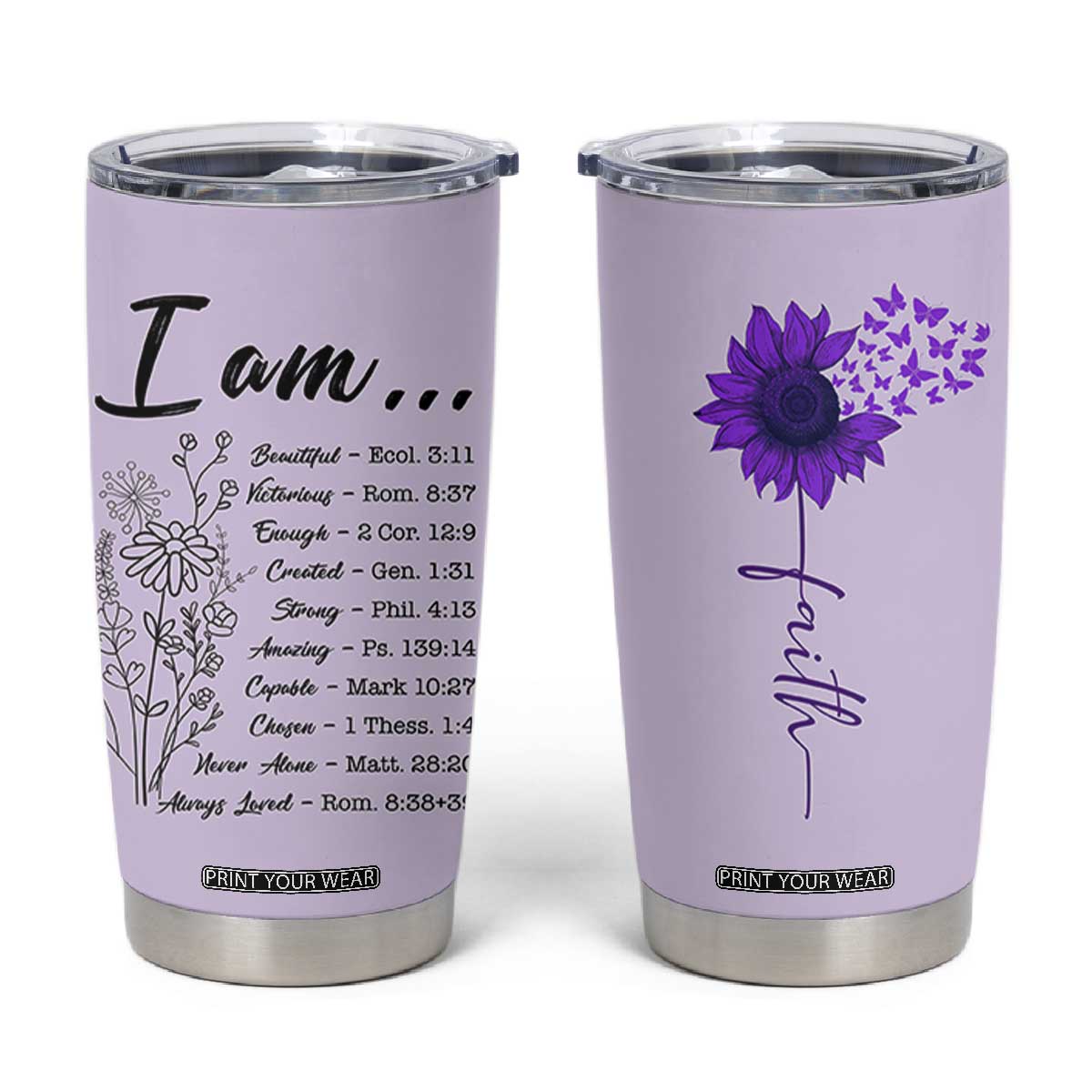 Christian Gifts for Women Faith Tumbler Cup Inspirational Religious Bible Gift for Her TB10 Purple Print Your Wear