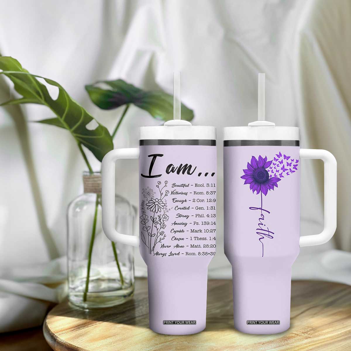 Christian Gifts for Women Faith Tumbler With Handle Inspirational Religious Bible Gift for Her TB10 Print Your Wear