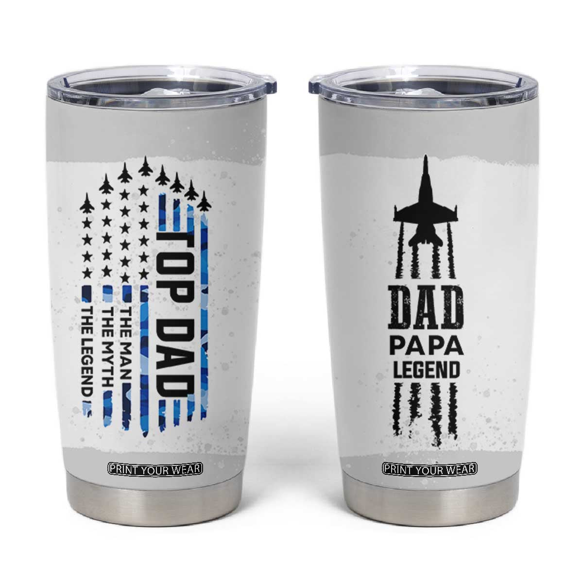 Fathers Day Dad Gifts Tumbler Cup From Daughter Son Dad Birthday Gift Camo US Flag TB10 White Print Your Wear