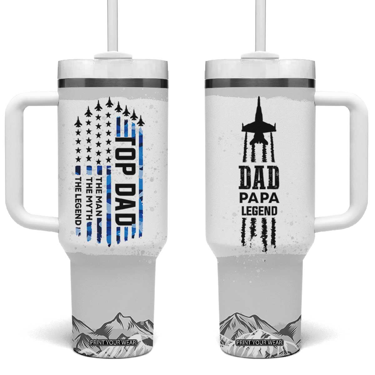 Fathers Day Dad Gifts Tumbler With Handle From Daughter Son Dad Birthday Gift Camo US Flag TB10 One Size: 40 oz White Print Your Wear