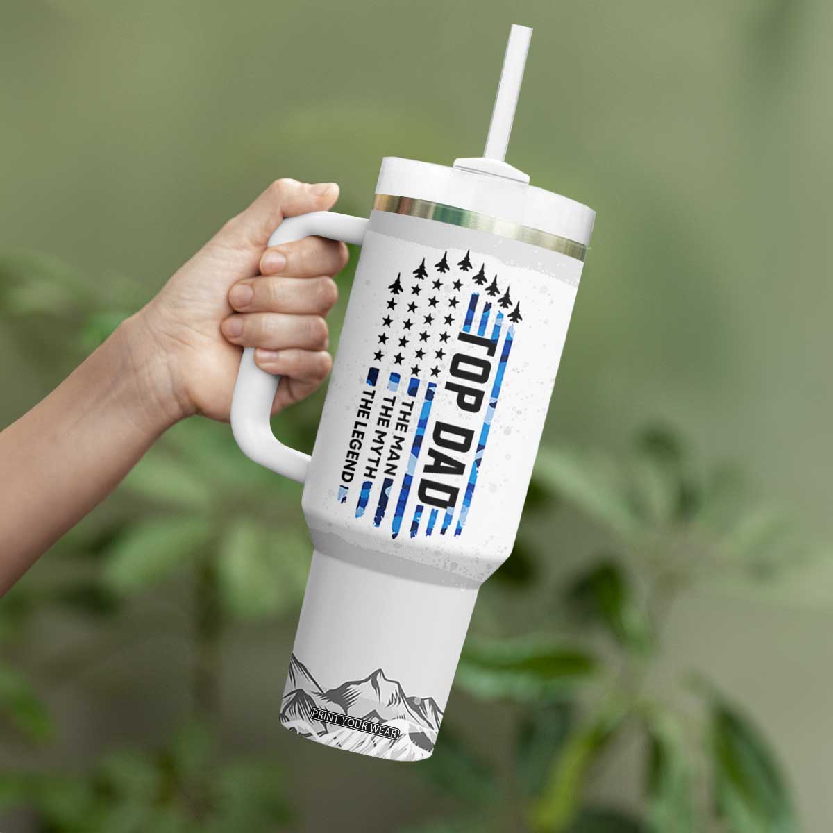 Fathers Day Dad Gifts Tumbler With Handle From Daughter Son Dad Birthday Gift Camo US Flag TB10 Print Your Wear