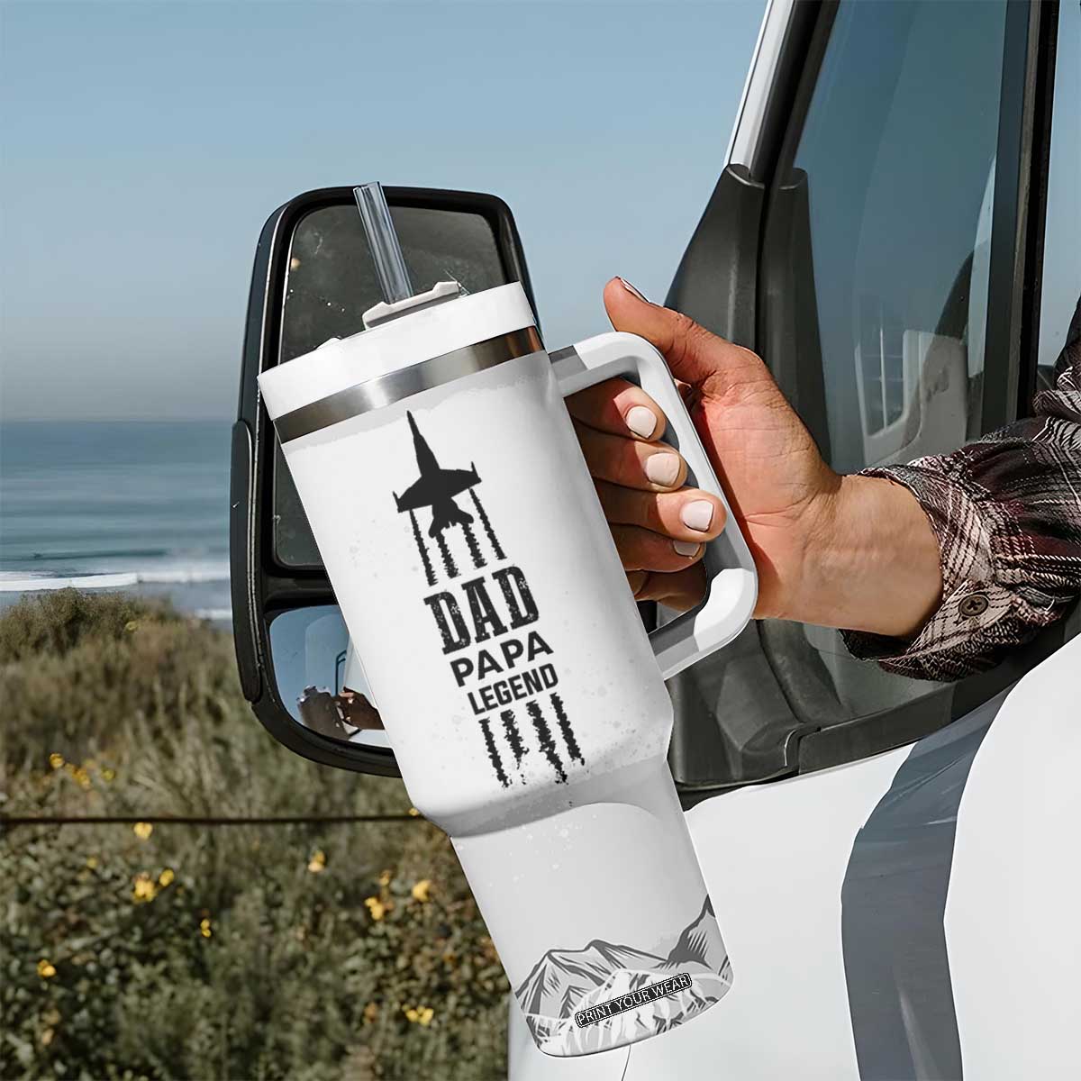 Fathers Day Dad Gifts Tumbler With Handle From Daughter Son Dad Birthday Gift Camo US Flag TB10 Print Your Wear