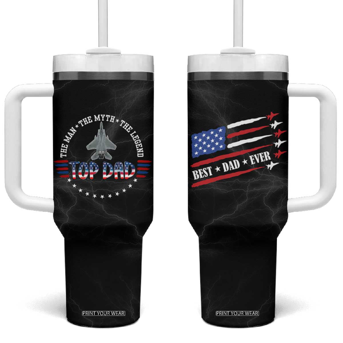 Christmas Gifts for Dad Tumbler With Handle Best Dad Ever The Man The Myth The Legend TB10 One Size: 40 oz Black Print Your Wear