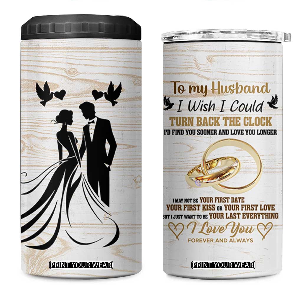 Gifts For Husband From Wife 4 in 1 Can Cooler Tumbler To My Husband I Love You Wedding Anniversary Gift TB10 One Size: 16 oz Beige Print Your Wear