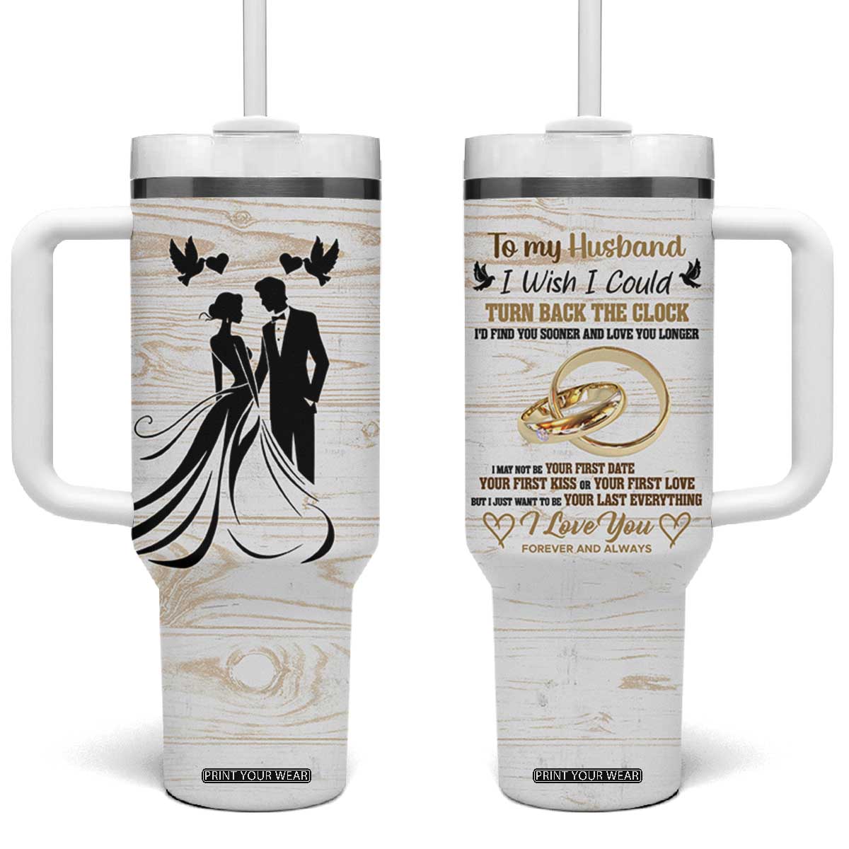 Gifts For Husband From Wife Tumbler With Handle To My Husband I Love You Wedding Anniversary Gift TB10 One Size: 40 oz Beige Print Your Wear