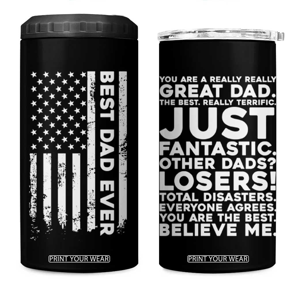 Christmas Gifts for Dad 4 in 1 Can Cooler Tumbler Best Dad Ever American US Flag Father's Day TB10 One Size: 16 oz Black Print Your Wear
