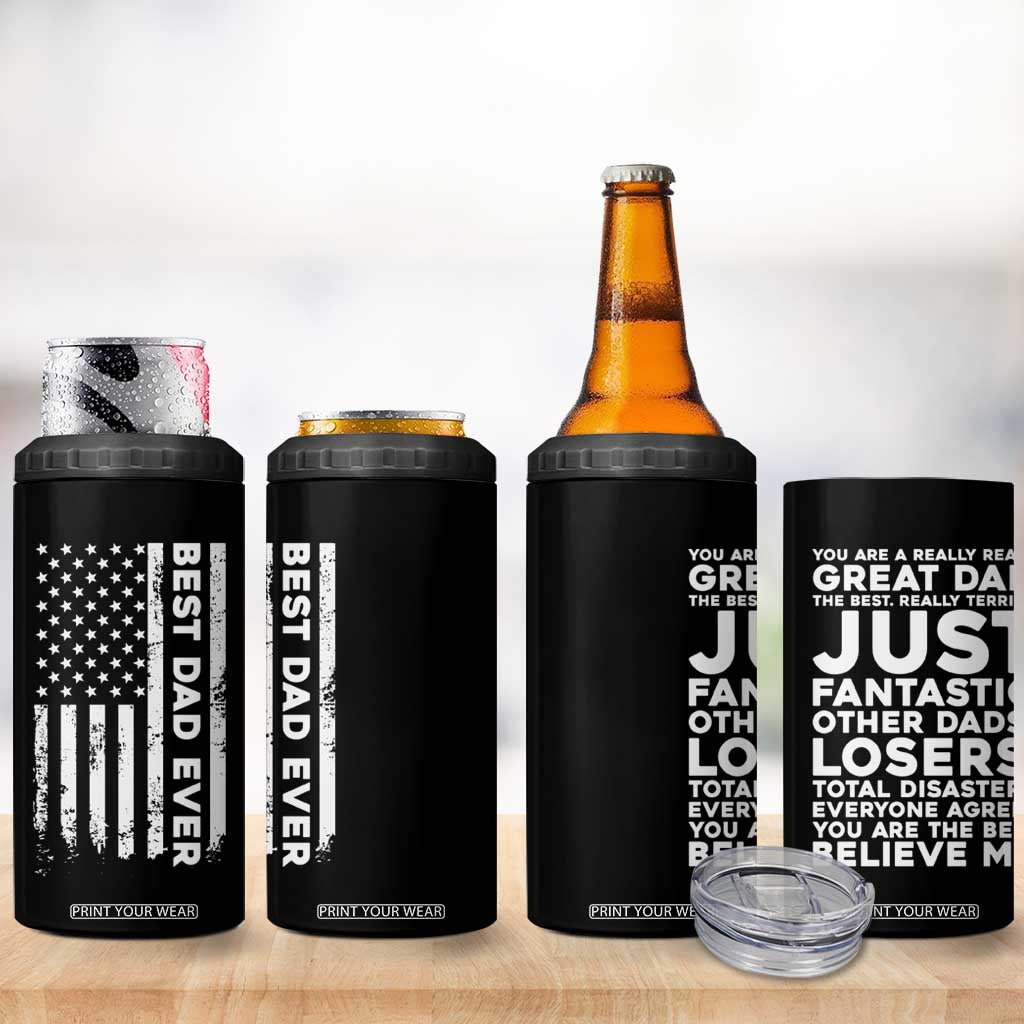 Christmas Gifts for Dad 4 in 1 Can Cooler Tumbler Best Dad Ever American US Flag Father's Day TB10 Print Your Wear