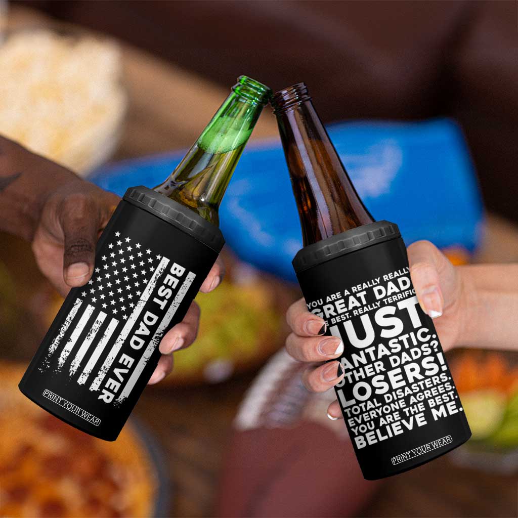 Christmas Gifts for Dad 4 in 1 Can Cooler Tumbler Best Dad Ever American US Flag Father's Day TB10 Print Your Wear