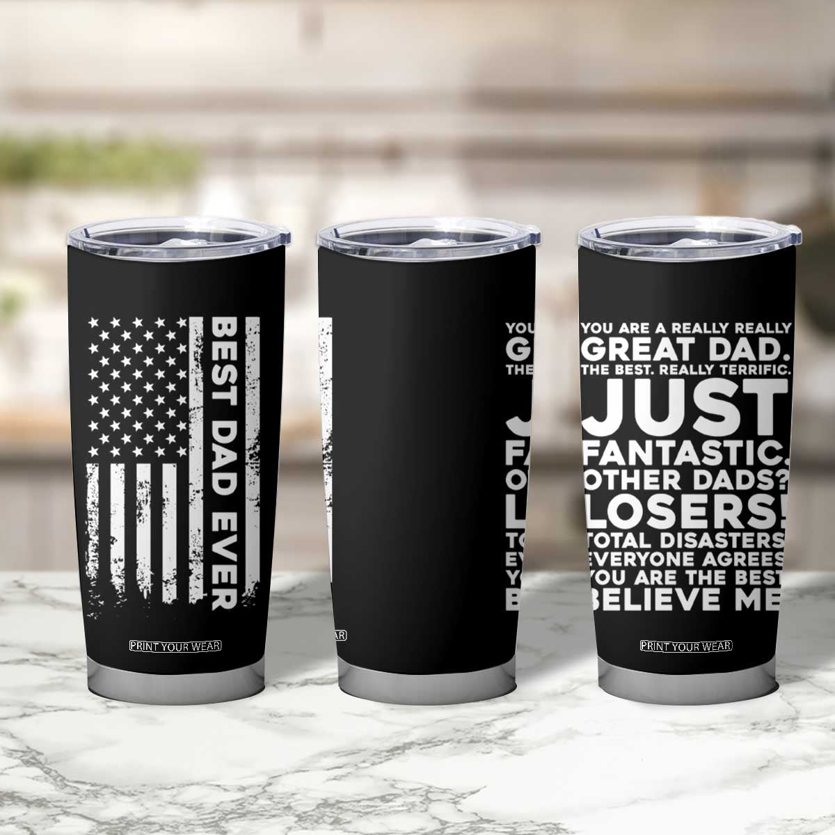 Christmas Gifts for Dad Tumbler Cup Best Dad Ever American US Flag Father's Day TB10 Print Your Wear