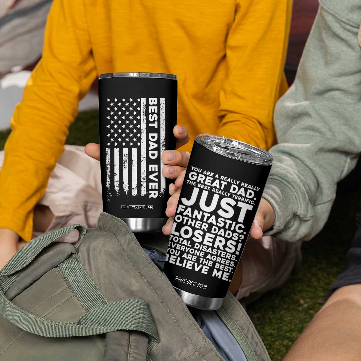 Christmas Gifts for Dad Tumbler Cup Best Dad Ever American US Flag Father's Day TB10 Print Your Wear