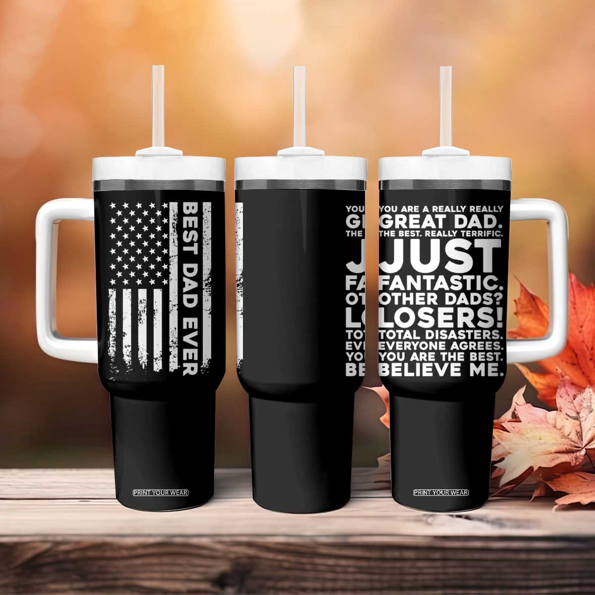 Christmas Gifts for Dad Tumbler With Handle Best Dad Ever American US Flag Father's Day TB10 Print Your Wear