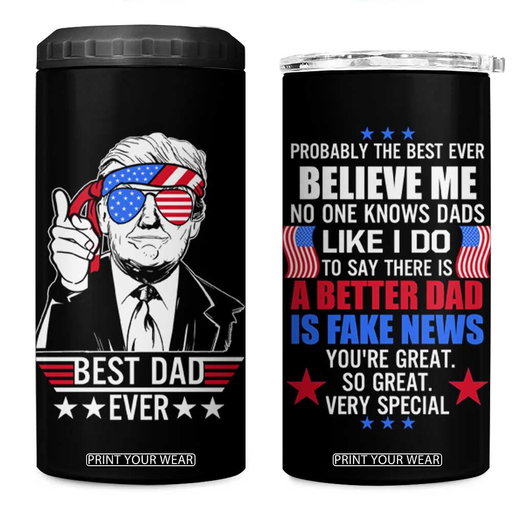 Christmas Gifts for Dad 4 in 1 Can Cooler Tumbler Best Dad Ever American Flag TB10 One Size: 16 oz Black Print Your Wear