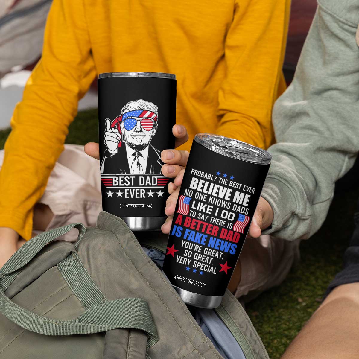 Best Dad Ever Trump Tumbler Cup American Flag Fathers Day Gift TB10 Print Your Wear