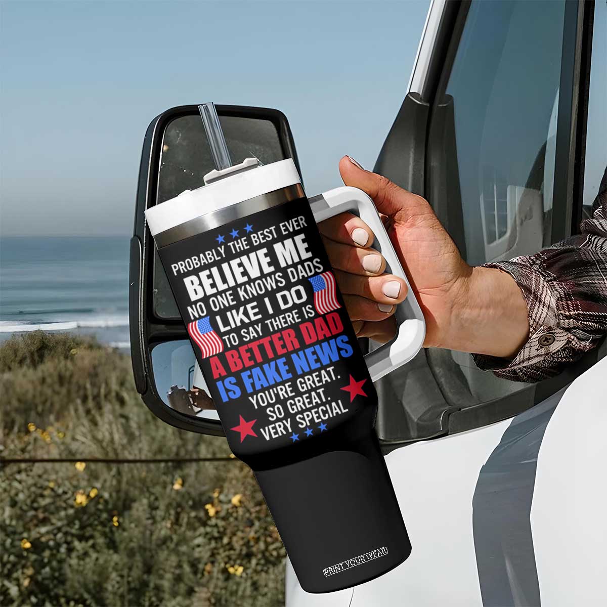 Christmas Gifts for Dad Tumbler With Handle Best Dad Ever American Flag TB10 Print Your Wear