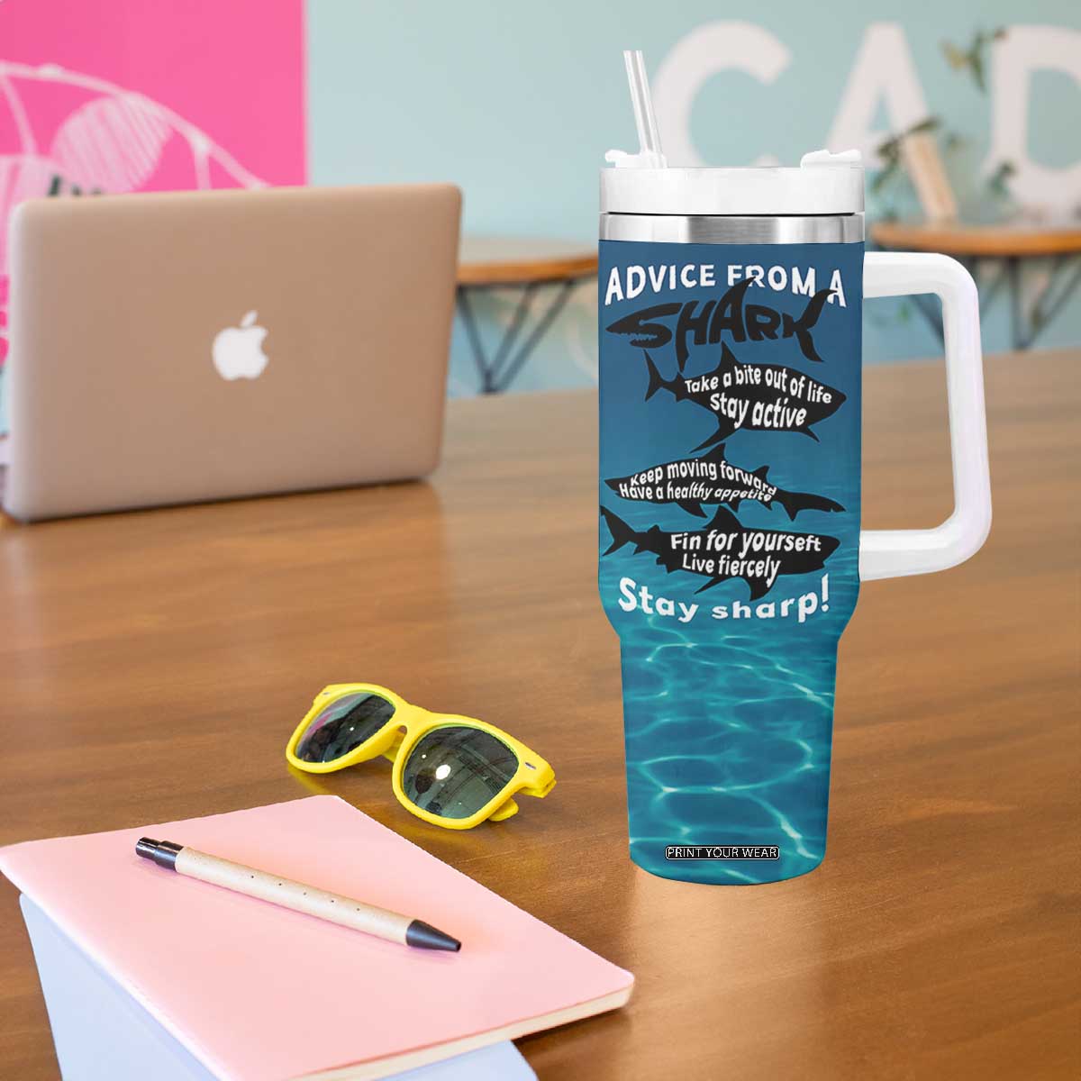 Shark Lovers Tumbler With Handle Everything Will Kill You So Choose Something Fun TB10 Print Your Wear