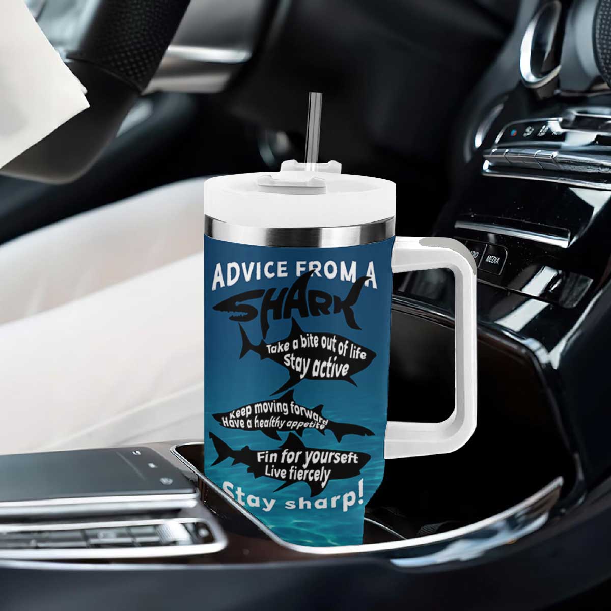 Shark Lovers Tumbler With Handle Everything Will Kill You So Choose Something Fun TB10 Print Your Wear