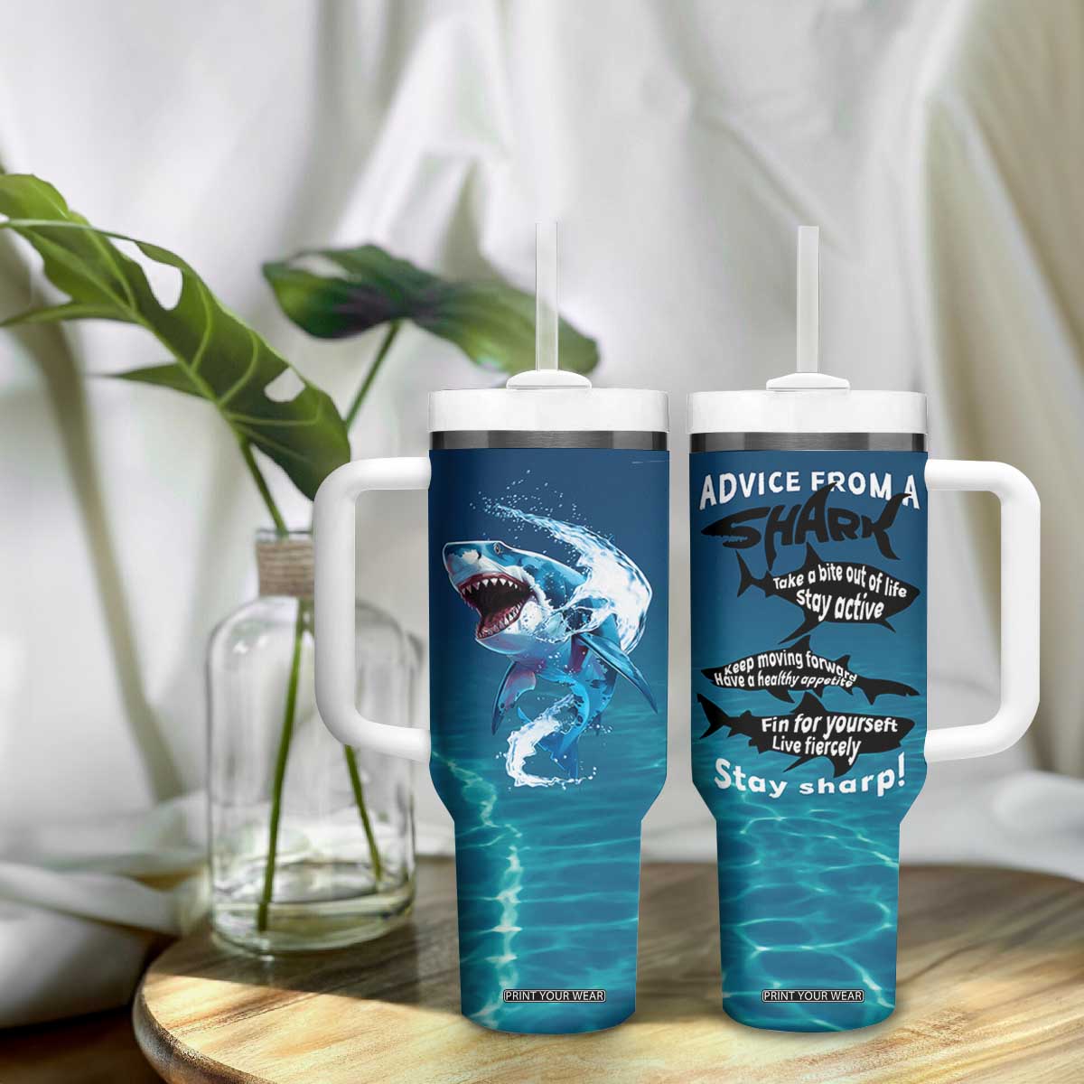 Shark Lovers Tumbler With Handle Everything Will Kill You So Choose Something Fun TB10 Print Your Wear