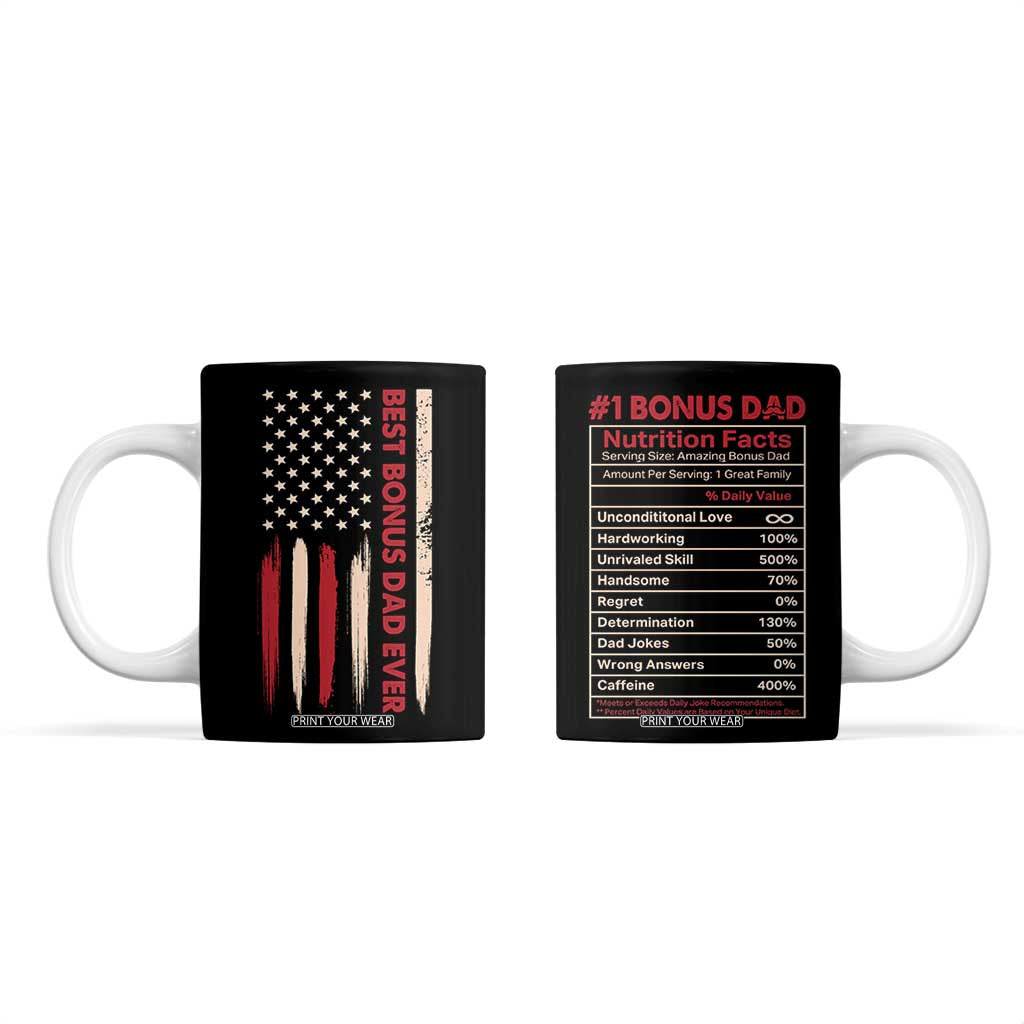 Bonus Dad Gifts Coffee Mug Stepdad American Flag Fathers Day TB10 Black Print Your Wear