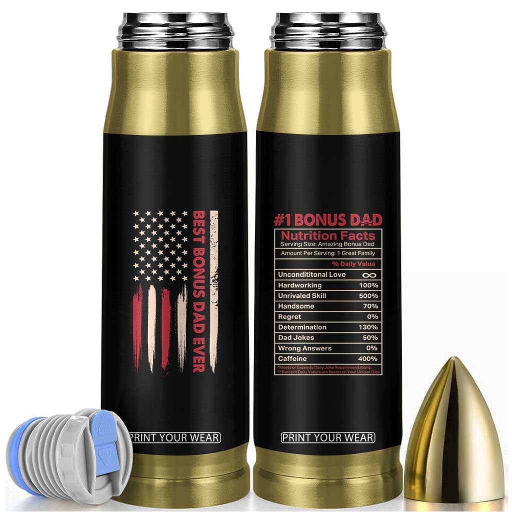 Bonus Dad Gifts Bullet Tumbler Stepdad American Flag Fathers Day TB10 Black Print Your Wear