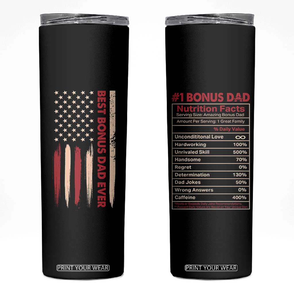 Bonus Dad Gifts Skinny Tumbler Stepdad American Flag Fathers Day TB10 Black Print Your Wear