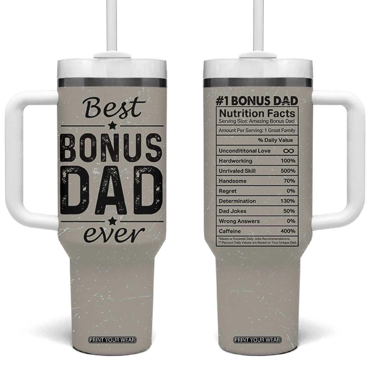 Best Bonus Dad Ever Tumbler With Handle Stepdad Fathers Day Gifts From Stepdaughter Stepson TB10 One Size: 40 oz Sand Print Your Wear