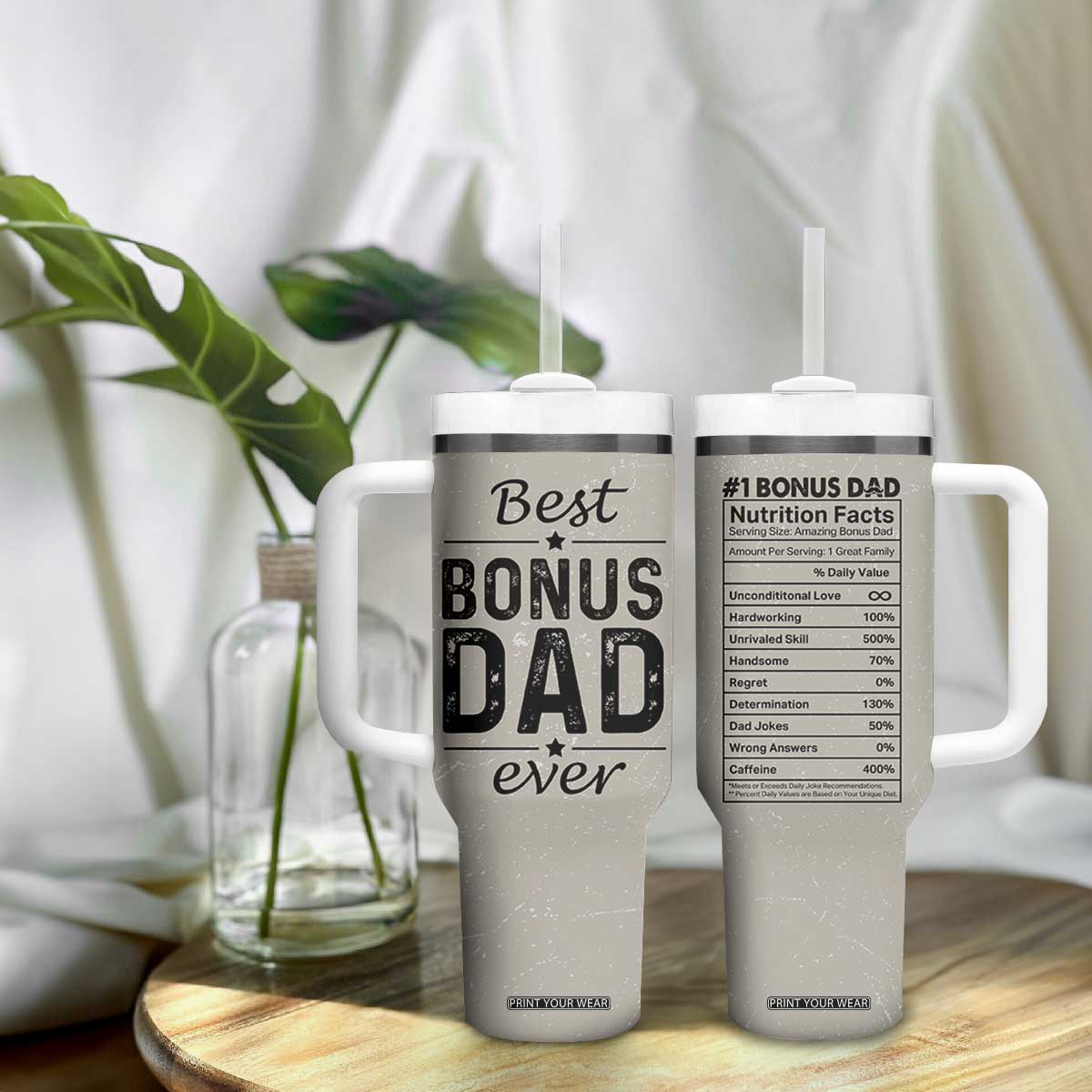 Best Bonus Dad Ever Tumbler With Handle Stepdad Fathers Day Gifts From Stepdaughter Stepson TB10 Print Your Wear