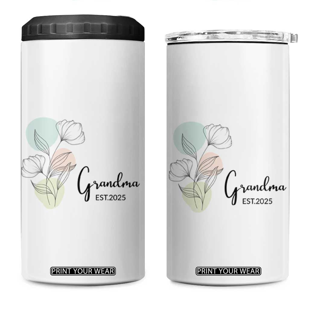 Promoted to Grandma 4 in 1 Can Cooler Tumbler Est 2025 New Grandmother Gift TB10 One Size: 16 oz White Print Your Wear