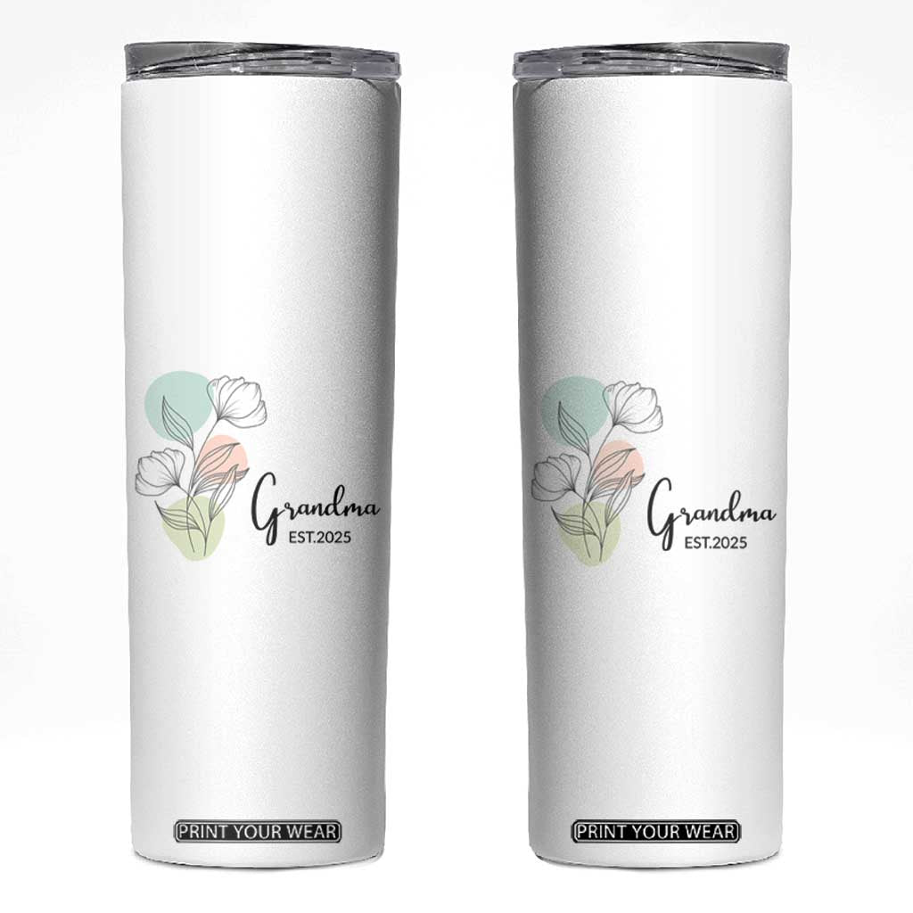 Promoted to Grandma Skinny Tumbler Est 2025 New Grandmother Gift TB10 White Print Your Wear