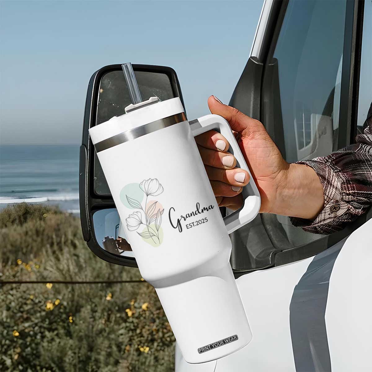 Promoted to Grandma Tumbler With Handle Est 2025 New Grandmother Gift TB10 Print Your Wear