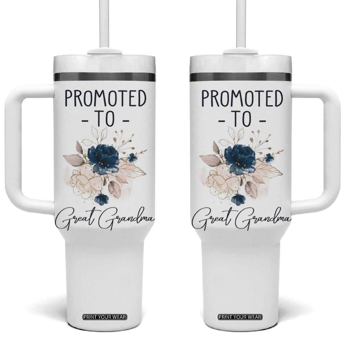 Promoted to Grandma Tumbler With Handle First Time Grandmother New Nana Gift TB10 One Size: 40 oz White Print Your Wear